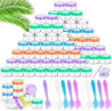 40 PCS 15G Empty Plastic Containers with Colored Lids Small Makeup Sample