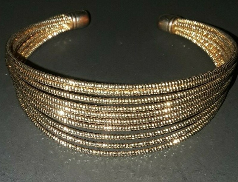Bangle Bracelet Multi Strand Gold Tone 8 1/2