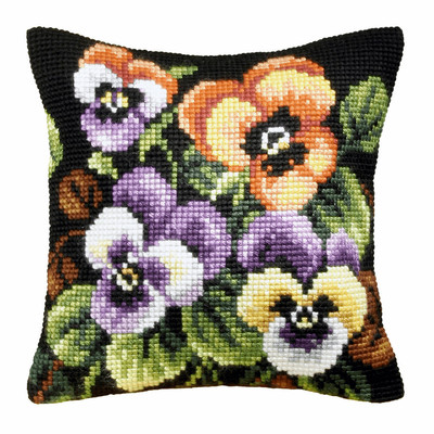 Orchidea Cross Stitch Kit: Cushion: Large: Pansies