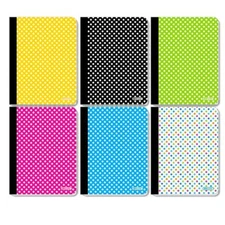 6/pack Bazic Polka Dot  College Ruled Composition Book 100ct. in 6 assorted Colo