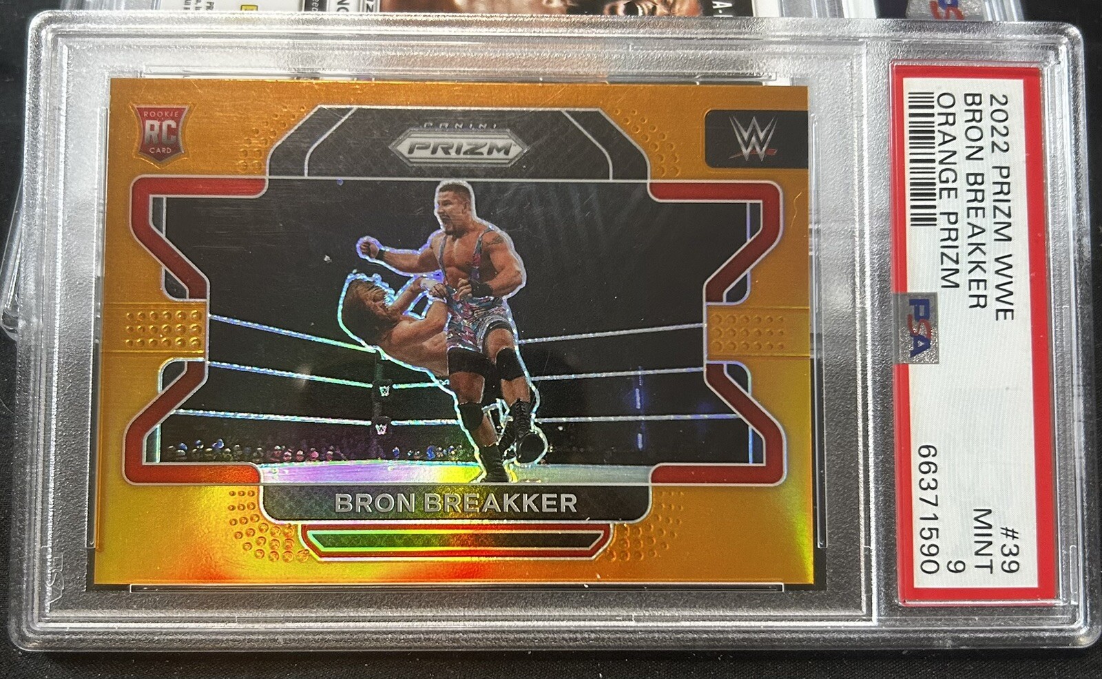 Bron Breakker 2022 Panini Prizm WWE  Orange Prizm /99 Rookie PSA 9 Pop 12