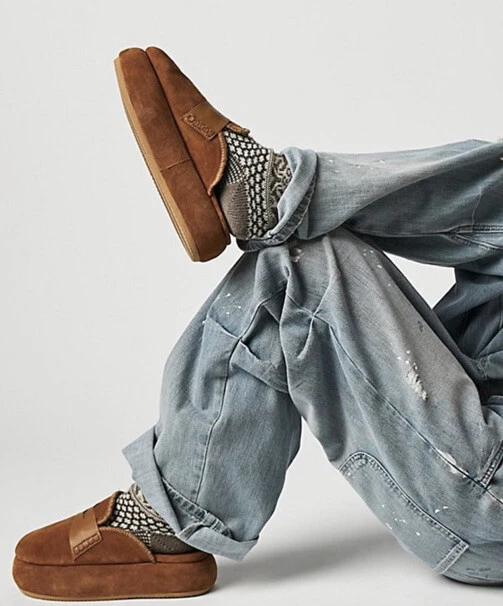 NOVO 39.5/9.5 Free People Mulholland marrom camurça plataforma mules penny loafers