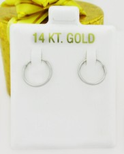 PLAIN HOOP EARRINGS 14K WHITE GOLD New with Tag