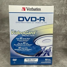 Verbatim DVD-R 4.7GB 10 Pack Video Trim Cases VideoGard Protection 120 min New