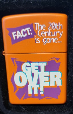 Zippo Get Over It...the Millennium Orange Matte NIB Retired 2000