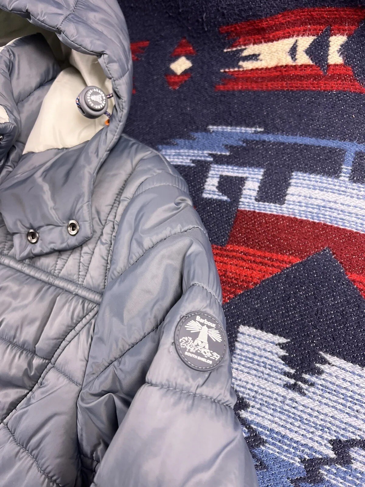 Barbour International Gaiter Women's Hooded Quilted Puffer Jacket Parka Coat M 6 image 3