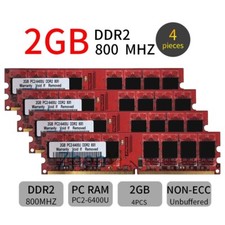 LOTTO 8 GB 4x 2 GB 1 GB DDR2 PC2-6400U 800 MHz 240 pin DIMM RAM rosso desktop PC memoria