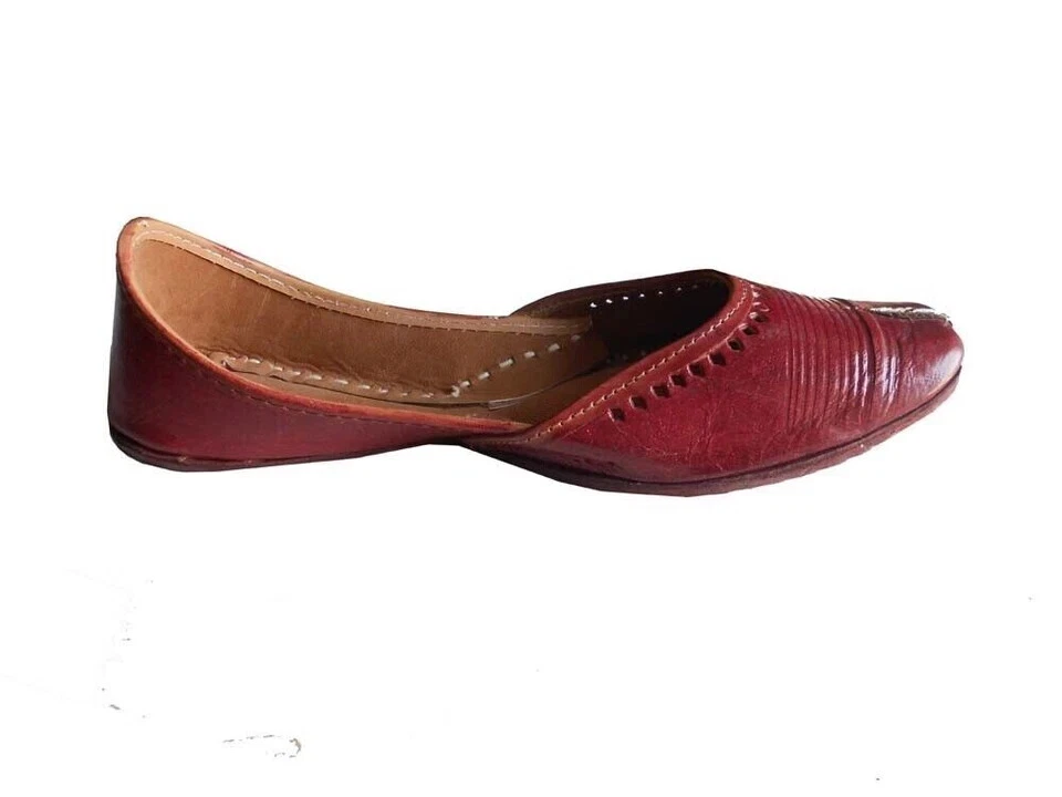 Mujeres Zapatos Indios Hechos a Mano Cuero Jutties Punjabi Mocasines Mojaries Planos EE. UU. 8.5 Foto 3 de 4