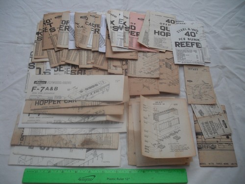 Lot of 85+ Athearn Instruction Data Sheets, Freight Train Car, Vintage, HO Scale