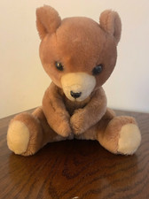 R. Dakin Co. Vintage 1977 Brown Teddy Bear Clasped Paws Sitting 10" Tall
