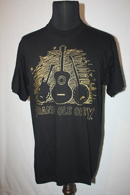 Vtg 1990 NOS FotL Black T-shirt Sz L Grand Ole Opry Gold Glitter Single Stitch