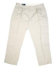 Polo Ralph Lauren Andrew Pant 100 Cotton Beige Pleated Dress Pant Mens 40x30