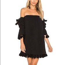Misa Los Angeles Reformation Womens Off the Shoulder Pom Pom Mini Dress Size S