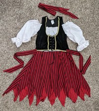 Buccaneer Beauty Pirate Maiden Black White Red Halloween Cosplay Size SM/MD
