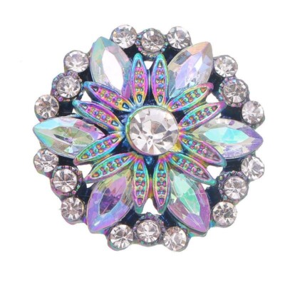 Snap Jewelry Rhinestone Flower Rainbow Base 18-20mm Fits Ginger Charms Accessory