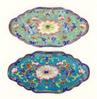 = Ea 20th C Pair of Chinese Cloisonne Ornaments Hand Painted Enamels on Brass