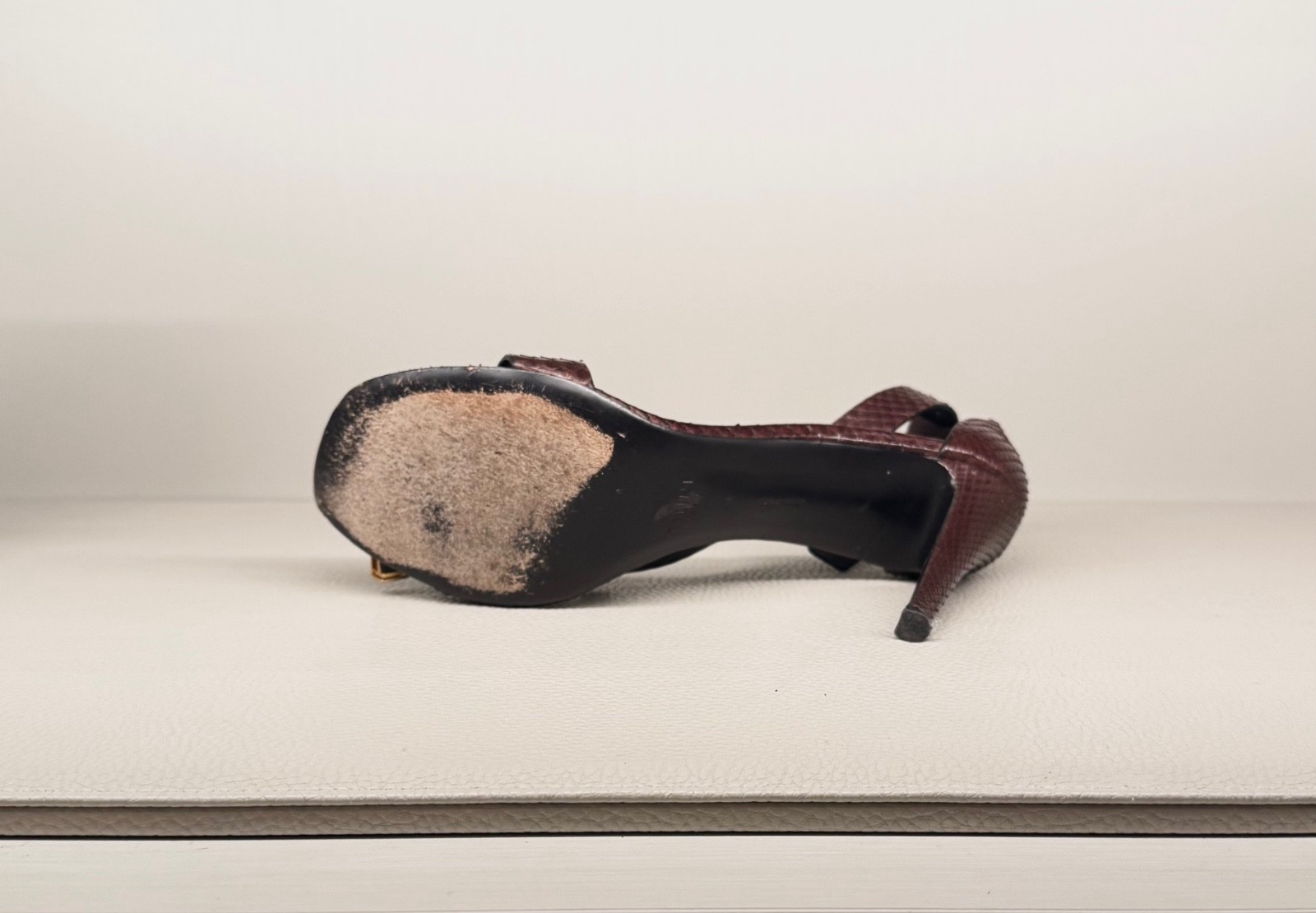 Celine Brown / Oxblood Python Snakeskin Sandal He… - image 6