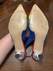 YDN Women’s Multicolor Striped Suede Slingback Pointed Toe Spool Heel 10 — photo 2