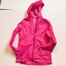 Columbia Girls Pink Switchback Rain Jacket Windbreaker Hooded Size M 10/12