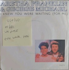 Aretha Franklin George Michael I Knew You Waiting Vinyl Record VG+/VG DUET2 1986