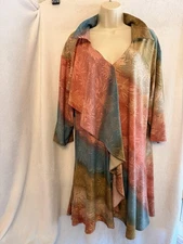 Attitudes By Renee Ombré Floral Button Front Duster Dress Size XL petite 