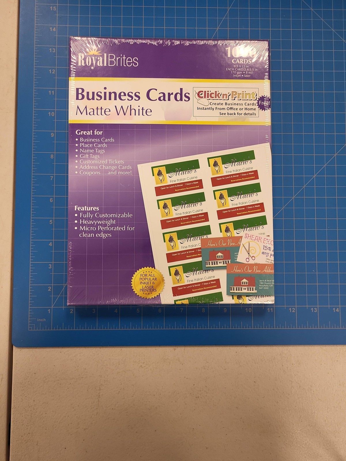 Royal Brites Business Cards Matte White 1000 Count Click N Print 8.5x11 Sheets