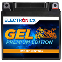 Electronicx YB9L-B 12N9-3B Motorradbatterie 12V 9Ah 120A/EN GEL - Wartungsfrei,