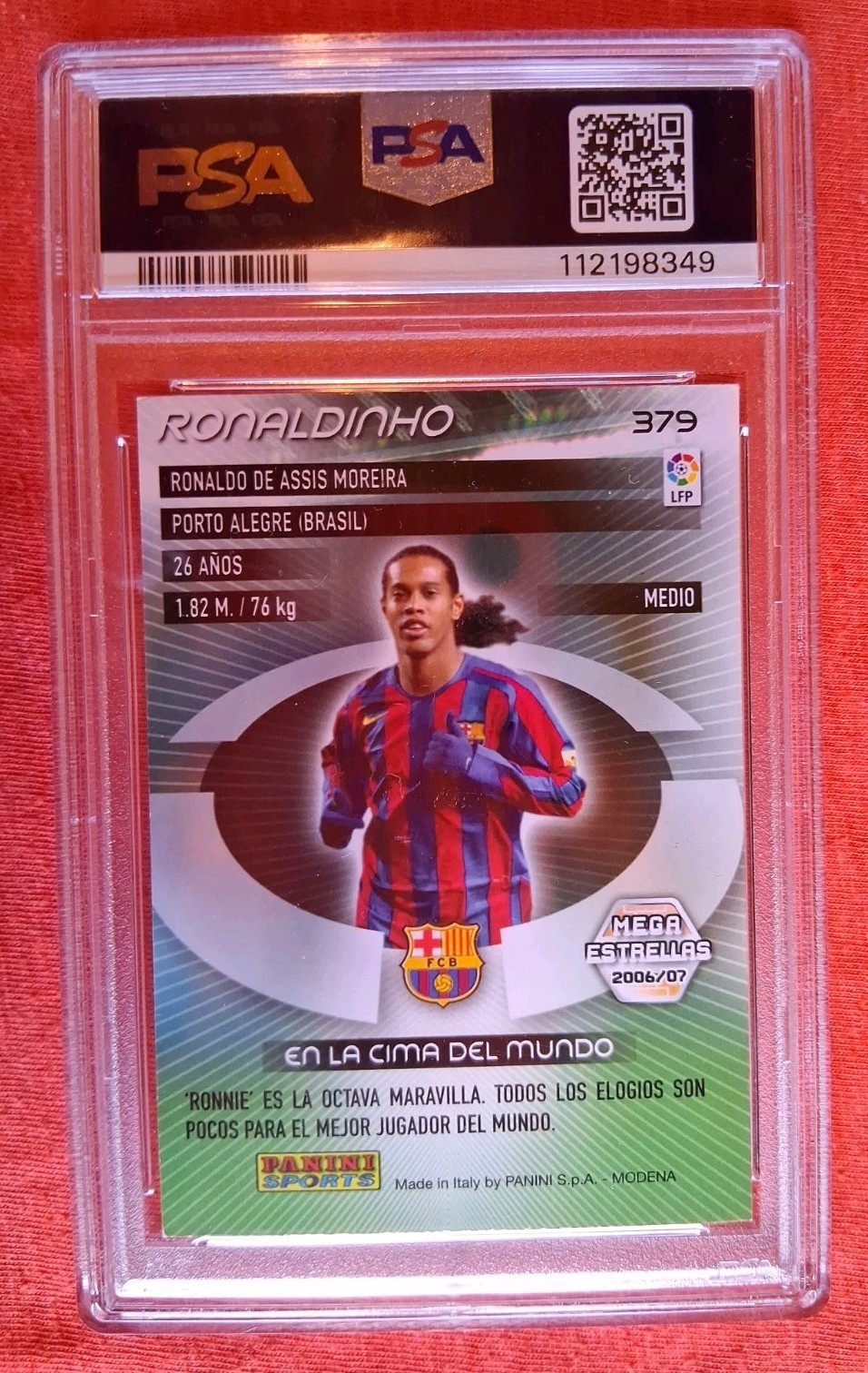 2006 RONALDINHO PANINI MEGA CRACKS MEGA ESTRELLAS 379 PSA 7 1ST MESSI INSERT YR view 2