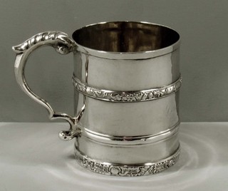 Eoff & Connor Silver Mug c1830 SHELL & FLORAL