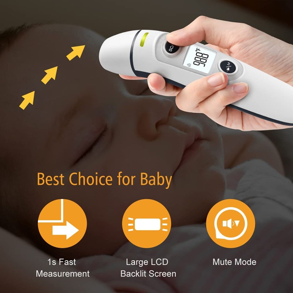 Forehead Ear Thermometer with Fever Alarm Memory Function for Adults Kids Baby