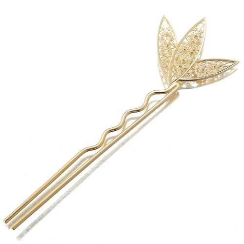 Unbranded hair accessory Arabesque leaf motif hair ornament Yellow gold K18 ...