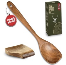Cuchara de madera de teca para cocinar hecha de madera de teca premium