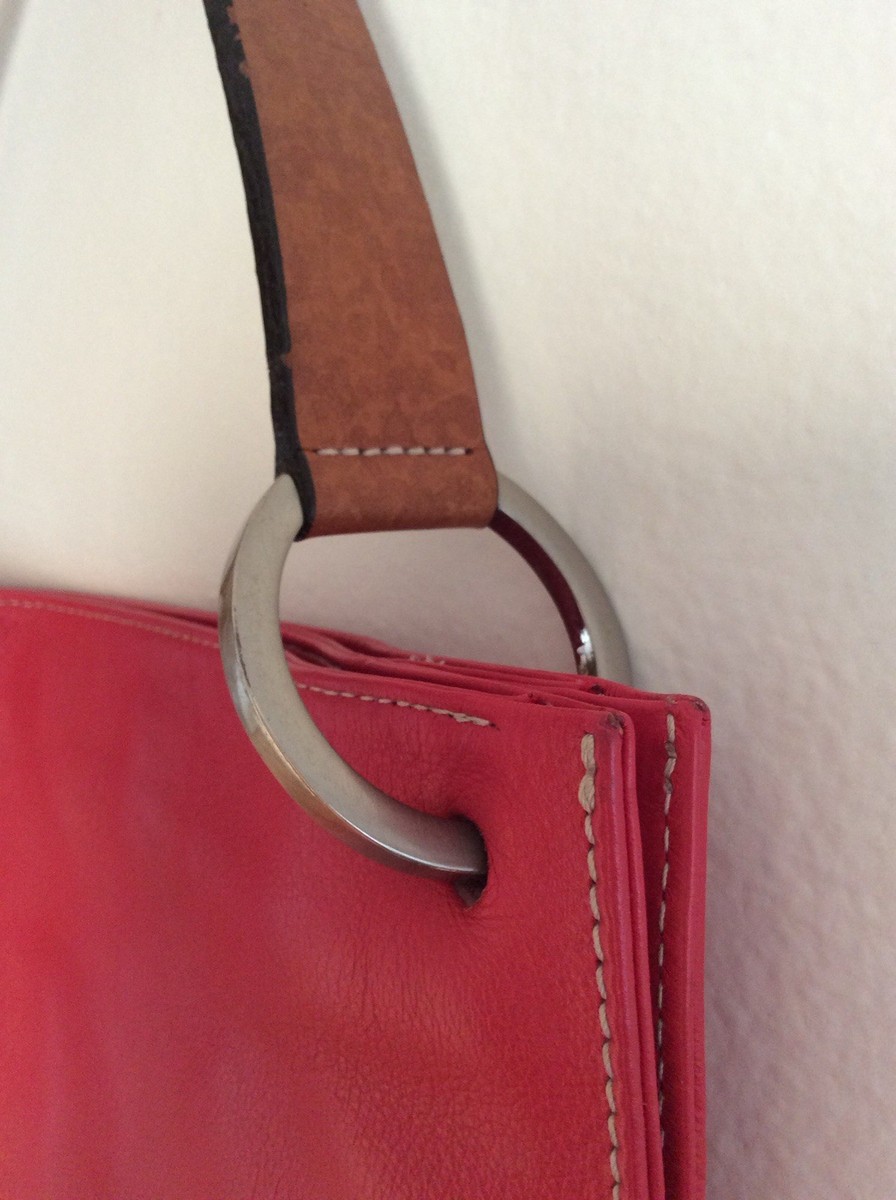 Luis Esteve Red Leather Shoulder Bag View 5