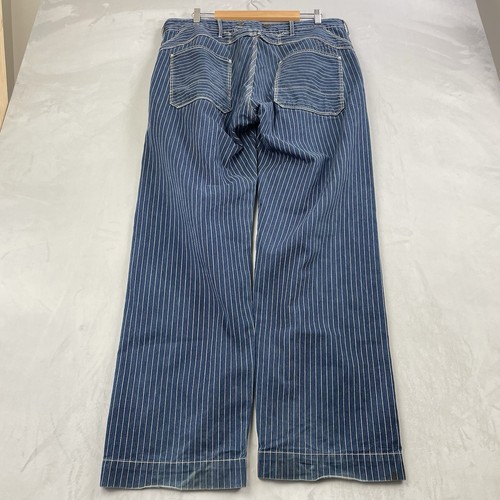 Pantalones de mezclilla Perfecto By Schott NYC para hombre talla 36 azul prendedor rayas ranchero ropa de trabajo raros - Imagen 2 de 15
