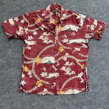 Cooke Street Shirt Mens Size L Red Hawaiian Tropical Fish Cotton Made in USA