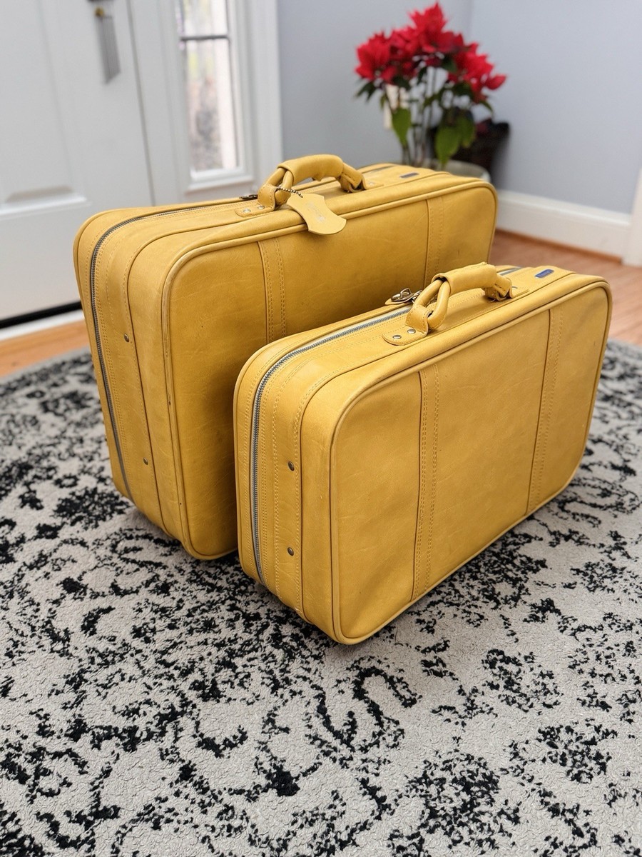 Vintage American Tourister ESCORT Suitcase Set 2pc Mustard Yellow