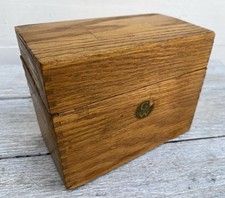 Vintage Globe Wernicke Oak Index Card/ Recipe Card File Box#BIC
