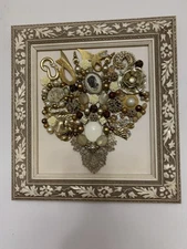 vintage jewelry art Floral Collage framed