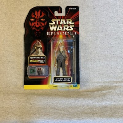 Star Wars Episode 1 Jar Jar Binks Naboo Swamp w/ Commtech Chip Figure NEW (#4)