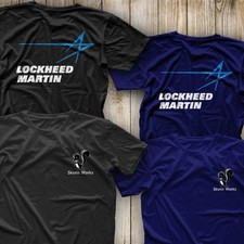T-Shirt Army USA Lockheed Military Black 2Side Logo Accent Tee Skunk Aero Spaces