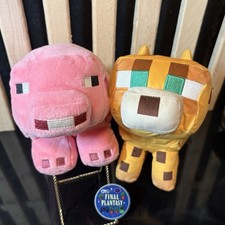 Minecraft Plush Bundle Pig  Ocelot Cat Mojang Studios Stuffed Animals Lot 2