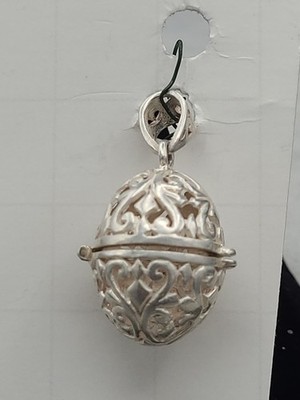 Hübscher 7/8'' Sterlingsilber gerolltes Ei Gebet Box Öffnung Charm Anhänger