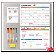 Dry Erase Magnetic Calendar for Refrigerator, 3 Pack- Monthly 14x11inch, A