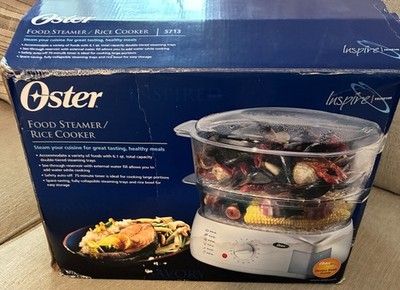 Oster Electric 2-Tier Food Steamer Rice Cooker 6.1 Quart White Model 5713 New!