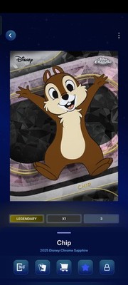 Topps Disney Collect Digital Card - Chip - Chrome Sapphire LE Black Base /10