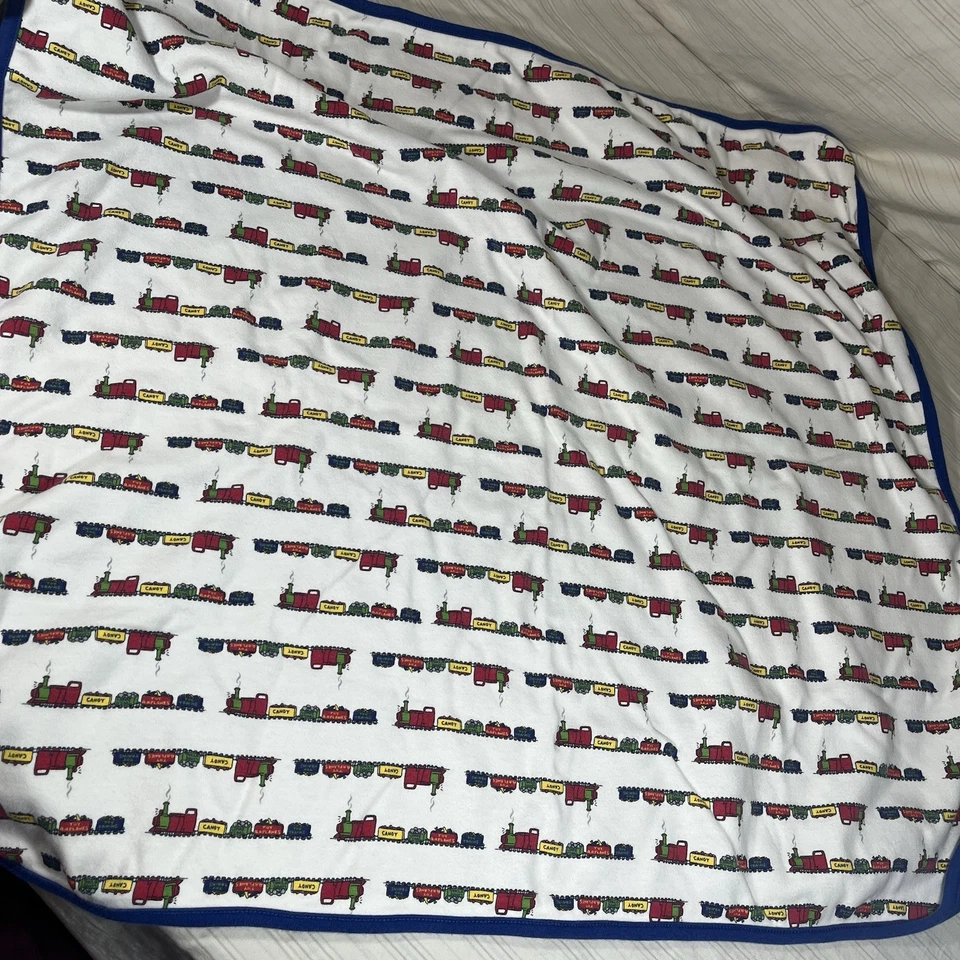Manta trenes vintage Gymboree 2005 azul oscuro tradición navideña retirada I1 Foto 3 de 4