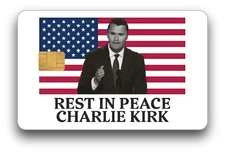 Charlie Kirk "Rest in Peace" Credit Card Skin 2-Pack - American Flag Decal