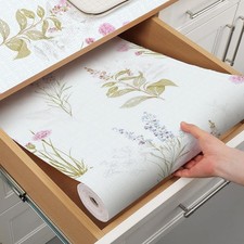 Floral Shelf Liner for Kitchen Cabinets Non-Adhesive Drawer Liners Non Slip C...