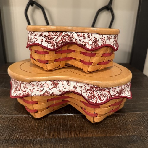 2 Handwoven Longaberger Love Letters Sweetheart Baskets, 1999 & 2001 Wood Lids - Picture 15 of 24