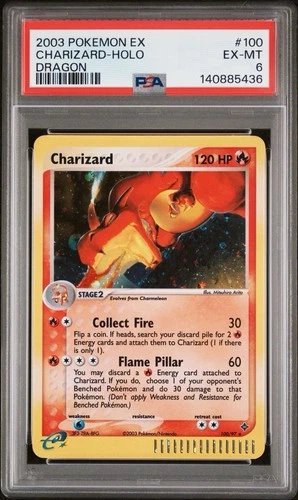 PSA 6 CHARIZARD 100/97 | EX Dragon Holo E Series Graded Pokemon Card